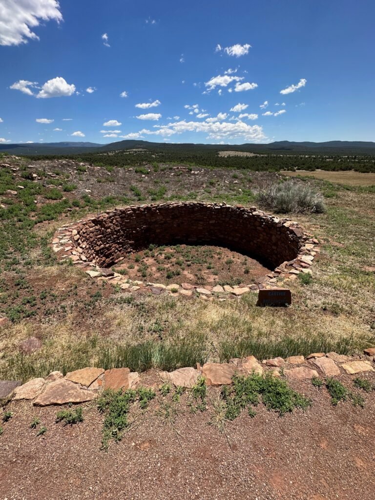 The ruins of a kiva, whose roof is gone
