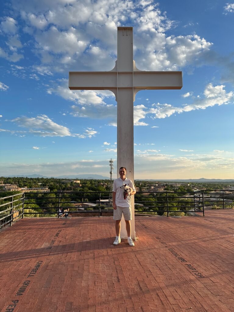 me and Peanut in front of The Cross of the Martyrs